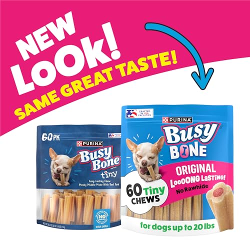 Purina Busy Bone Adult Toy Breed Dog Chew Bone Treats, Tiny - 60 ct. Pouch