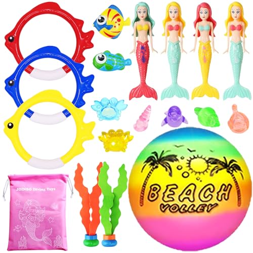 18 Pcs Diving Pool Toys for Kids Ages 3-12 Set with Storage Bag,Pool Games Summer Swim Water Sinking Mermaid Toys