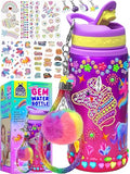 PURPLE LADYBUG Decorate Your Own Water Bottle Kit for Girls - Gift for Girls Ages 5 6 7 8 9 10 Year Old Girl Birthday Gift, Unicorn Toys Crafts Kids Ages 6-12 Mothers Day Crafts for Kids