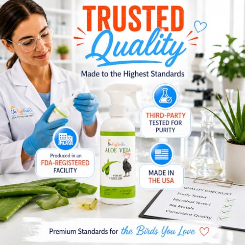 Aloe Vera Bird Spray for All Birds – Soothes Itchy Skin & Feather Plucking – 8oz Odor-Free Mist, Safe if Ingested, Daily Use Bird Mist, Softens Feathers, Natural Formula – Made in USA by UnRuffledRx™