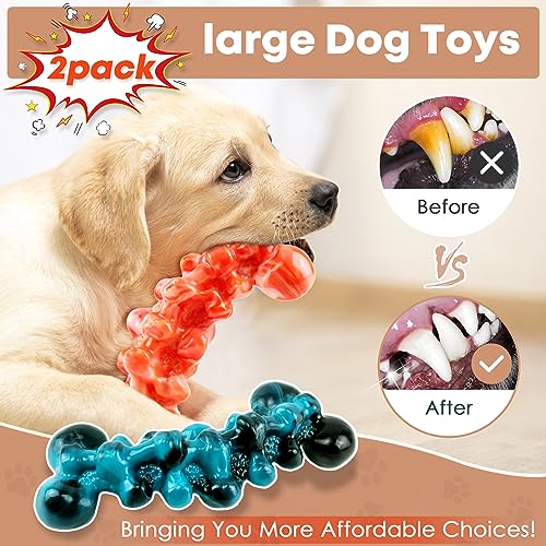 WOWBALA Dog Chew Toys for Aggressive Chewers - 2 Pack Dog Toys for Large Dogs, Tough Teeth Cleaning Chew Toy to Keep Them Busy for Medium & Large Dogs
