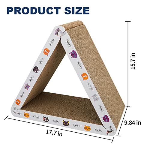 CATISM Cat Scratcher Cat Scratching Board - Foldable - Triangle, 6 Usable Sides Scratchers for Indoor Cats, Durable Recyclable Cats Cardboard Vertical(Pack of 3)