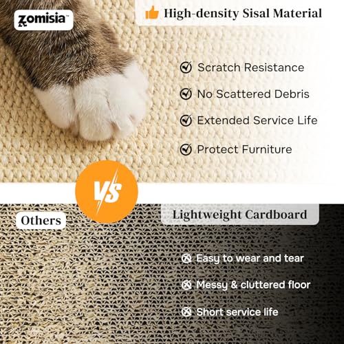 ZOMISIA Cat Scratcher with Ball Track Toy, Sisal Scratch Pad for Indoor Adult Cats, Wooden Interactive Cat Puzzle Toys for Kitten Mental Stimulation Self Play Home Enrichment