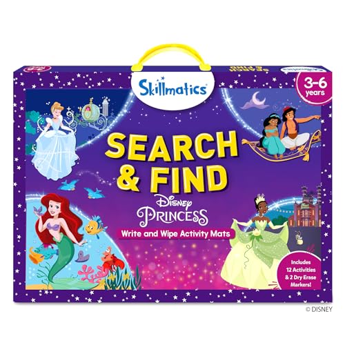 Skillmatics Search and Find Disney Princess Educational Game - Reusable Preschool Learning Activity, Perfect for Toddlers & Kids, Screen-Free Fun, Art & Crafts, Gifts for Boys & Girls Ages 3, 4, 5, 6
