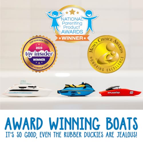 SplashEZ Bath Toy Boats for Toddlers, Mold Free Boat Bath Toys for Kids & Toddlers, No Hole for Water Floating Ships for Bathtub, Pool, Shower for Boys & Girls, 3-Pack: Jet Ski Yacht Catamaran