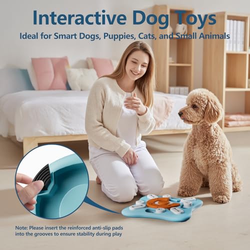 FOXMM Interactive Dog Treat Puzzle Toys for IQ Training & Mental Stimulating,Fun Slow Feeder,Large Medium Small Dogs Enrichment Toys with Squeak Design