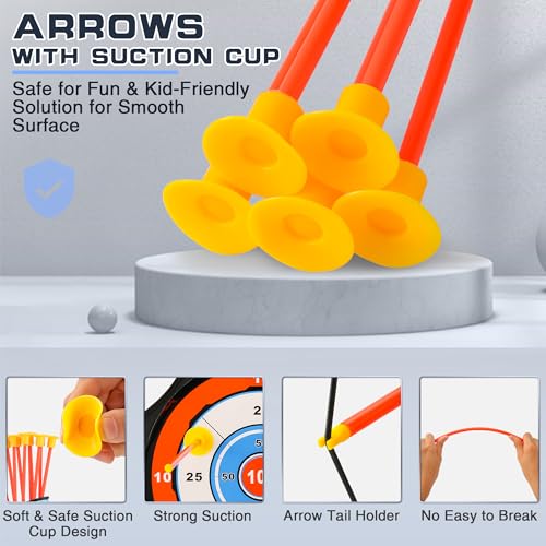 Bow and Arrow Set for Kids, 2 Pack LED Light Up Archery Set with 20 Suction Cup Arrows, Indoor and Outdoor Toy for Boys Girls Age 4-8 8-12 with Standing Target&2 Quivers, Birthday Gift 3-12 Years Old