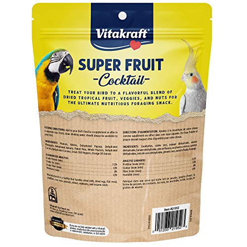 Vitakraft Fresh Super Fruit Cocktail - Tropical Parrot Fruit Blend - Parrot and Cockatiel Treat 1.25 Pound (Pack of 1)