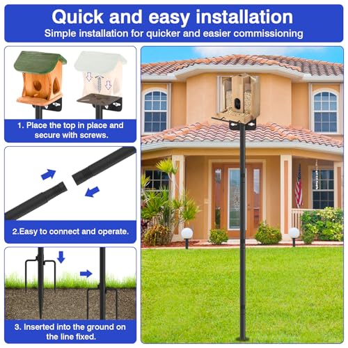 80 Inch Adjustable Bird Feeder Pole,Bird House Pole Suitable for Feeders & Birdhouse,Weather Station,Heavy-Duty Rustproof Design,Enhance Outdoor Decor & Birdwatching Experience
