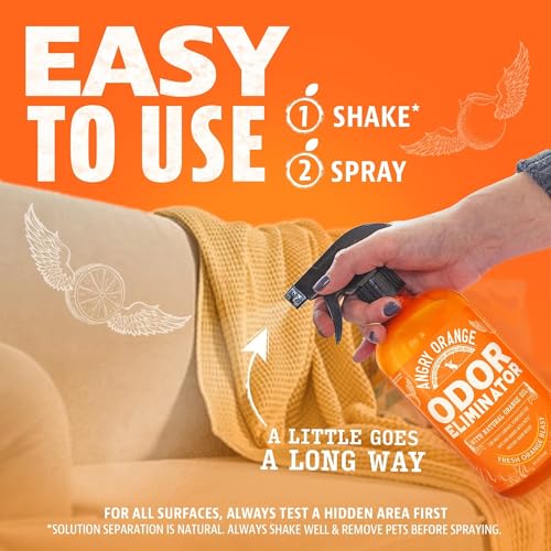 Angry Orange Pet Odor Eliminator for Strong Odor - Citrus Deodorizer for Strong Dog or Cat Pee Smells on Carpet, Furniture & Indoor Outdoor Floors - 2 Pack - Puppy Supplies