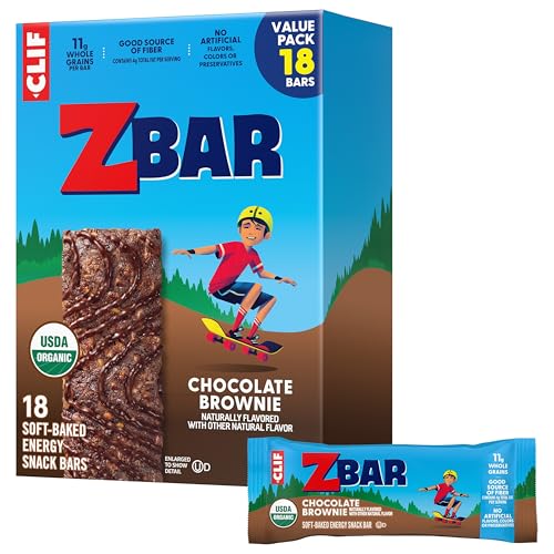 Zbar - Chocolate Brownie - Soft-Baked Energy Snack Bars - Non-GMO - 11g Whole Grains - USDA Organic Granola Bars - Snacks for Kids (18 Pack)