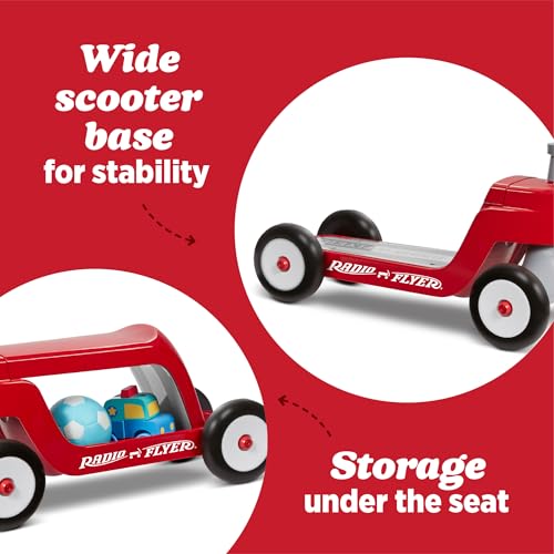 Radio Flyer Scoot 2 Scooter, Blue/Red/Pink, for Kids Ages 1-4, Ride On Toy or 4-Wheel Kids Scooter, Durable Wheels and Frame, Converts Easily with Flip Deck, Toddler Ride On Toys ( Exclusive)