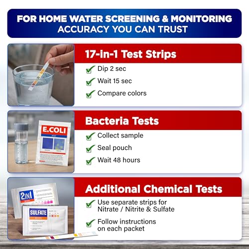 All-New 20 in 1 Drinking Water Testing Kit 120 Strips, Home Tap and Well Water Test Kit for Hardness, Lead, Iron, Copper, Chlorine, Fluoride