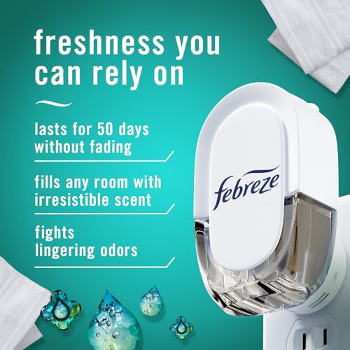 Febreze Plug-in Air Freshener, Odor-Fighting Scented Oil Refill, Air Fresheners for Home, Bathroom and Kitchen, Long Lasting, Unstopables Fresh Scent, 0.87oz Refills, Multi Color, 3 Count