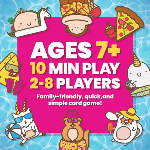 Taco Cat Goat Cheese Pizza Pool Edition Wildly Entertaining Waterproof Card Game for Outdoor Game Days | Easy to Play with 10 Minute Rounds | Fun for Kids, Teens, Adults, and Families | 2-8 Players