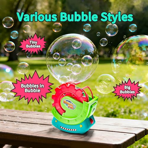 Bubble Machine for Toddlers Kids & Pets, with 8oz Safe Solution, Extra Large & Bubbles in Bubble Maker, Children & Pets Dog Toys Gift, Indoor/Outdoor Birthday Wedding Party Bubble Blower