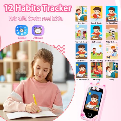 Kids Smart Phone with Dual Camera, Game & Music Player, Toddler Learning Play Toy Cell Phone, Gifts for Girls, Christmas, Birthday, Age 3-10, Light Pink