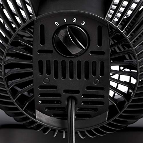 Basics Air Circulator Desk Fan for Bedroom, Home and Office, 90-Degree Tilt Head, 3 Speed Settings, Cooling, 35 Watts, Black, 11.1"W x 6.3"D x 10.9"H
