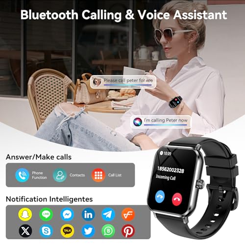 Smart Watch for Men Women, 1.83" HD Touch Screen Smartwatch with Bluetooth Call, 5 ATM Waterproof, 130+ Sport Modes Fitness Tracker Heart Rate Sleep Monitor Pedometer, Compatible with Android iPhone
