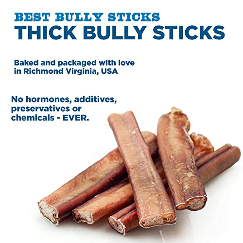 Best Bully Sticks Thick 6 Inch Bully Sticks for Dogs - 5 Count (Pack of 1) - Natural, Grass-Fed Beef, Single Ingredient, Grain and Rawhide Free - Large Breeds