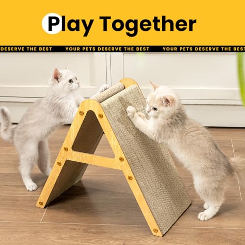 Conlun Cat Scratcher Cardboard with Wood Frame, 3-in-1 Vertical & Horizontal Scratching Pad, Reversible Cat Scratch Board, Durable Furniture Protector for Kittens & Small Cats
