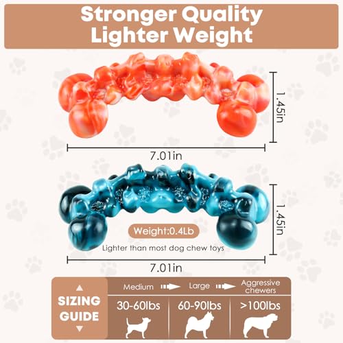 WOWBALA Dog Chew Toys for Aggressive Chewers - 2 Pack Dog Toys for Large Dogs, Tough Teeth Cleaning Chew Toy to Keep Them Busy for Medium & Large Dogs