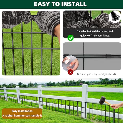 42.5ft(L) x 13in(H) Animal Barrier Fence, 30 Panels No Dig Garden Fence for Dog Rabbit, Rustproof Anti Digging Barrier, Garden Edging Border Ground Defense for Outdoor, Yard, Patio