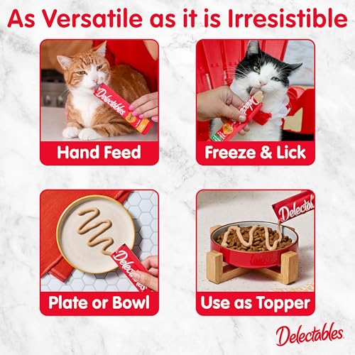 Delectables Squeeze Up Variety Pack, Creamy Squeezable Puree, Lickable Wet Cat Treats, Grain Free, No Fillers, by-Products, Preservatives, 0.5 Ounces Tube, 54 Tubes Total
