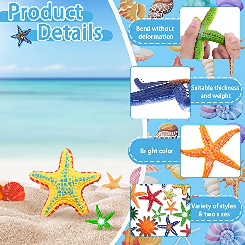 YUJUN 16 Pieces Big Diving Pool Toys, Beach Colorful Starfish Summer Swimming Underwater Pool Toys Soft Rubber Dive Throw for Kids Birthday Swimming Pool Party Favors Fish Tank Stuffer (2 Sizes)