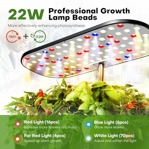 Ahopegarden Hydroponics Growing System Kit Indoor Herb Garden with Grow Light 12 Pods, with LCD Touch Panel Hydroponic Planter, Planting Height Up to 17", Grower Harvest Fresh Veggie Lettuce, Black