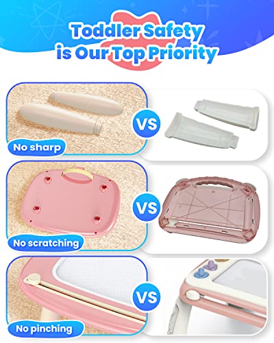 Seimome Magnetic Drawing Board, Toddler Girl Toys for 1-3 Year Old, Doodle Board Learning and Educational Kids Toys for 1 2 3 Year Old Baby Birthday GIF- Pink