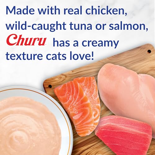 INABA Churu for Senior 10+, Creamy Lickable Cat Treats with Taurine, Vitamin E & C, 0.5 Ounces Each, 20 Tubes, Chicken Variety