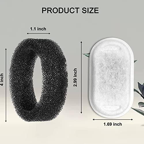 Cat Water Fountain Filters for 108/3.2L& 67oz/2L Stainless Steel Pet Water Dispenser Fountain Filter Replacement with 8 Sponges (8 Filters&8 Sponges)