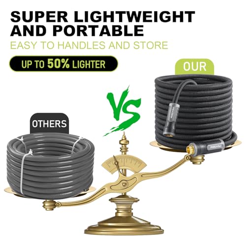 Relxitl Garden Hose, Flexible Water Hose, Ultra Lightweight Non-Expanding hose with 10 Function Sprayer, Leak proof, Pressure Resistant for Yard, Outdoor (Black, 50FT)