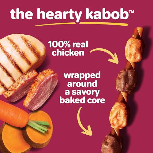 Hartz Oinkies Hearty Kabobs Rawhide‑Free Dog Treats, High‑Protein, Long‑Lasting Highly Digestible Chews Made with Real Chicken, Duck, Sweet Potato & Carrot, 18 Count