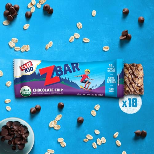 Zbar - Chocolate Chip - Soft-Baked Energy Snack Bars - Non-GMO - 12g Whole Grains - USDA Organic Granola Bars - Snacks for Kids (18 Pack)