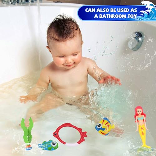 18 Pcs Diving Pool Toys for Kids Ages 3-12 Set with Storage Bag,Pool Games Summer Swim Water Sinking Mermaid Toys