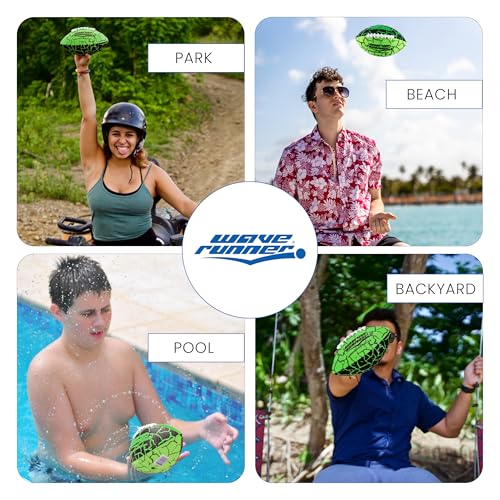Wave Runner Water Football for Pool and Beach | Waterproof Football for Outdoor Games for Adults, Teens, and Kids - Lightweight Pool Toys, Easy Wet Grip, Outdoor Summer Toy