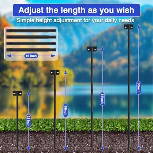80 Inch Adjustable Bird Feeder Pole,Bird House Pole Suitable for Feeders & Birdhouse,Weather Station,Heavy-Duty Rustproof Design,Enhance Outdoor Decor & Birdwatching Experience