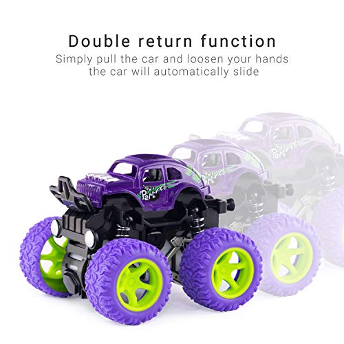 4 Pack Monster Trucks Toys for Boys 2 3 4 5 6 Year Old, Friction Powered Pull Back Car Toys for Toddlers Kids Ages 2-3-5-7, Best Birthday Christmas Party Gift for Boys and Toddlers