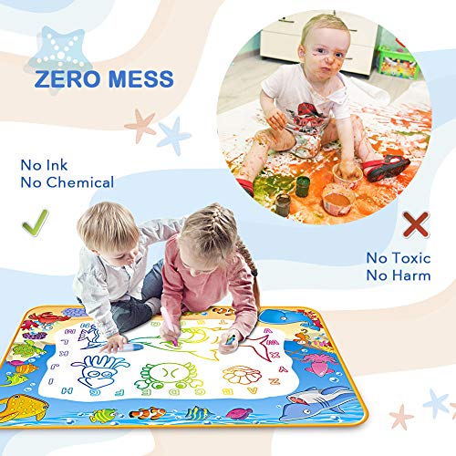 Water Doodle Mat - Kids Painting Writing Color Doodle Drawing Mat Toy Bring Magic Pens Educational Toys for Age 3 4 5 6 7 Year Old Girls Boys Age Toddler Gift