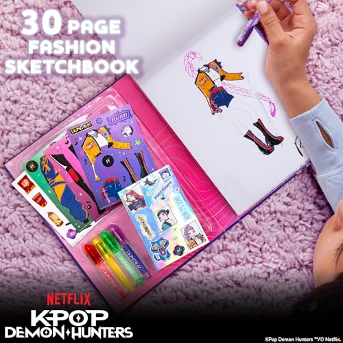Kpop Demon Hunters™ Fashion Sketch Set, Includes Coloring Book, Gel Pens, Kpop Demon Hunters Stickers, Stencils & More, Great Girls Toys Age 6-8