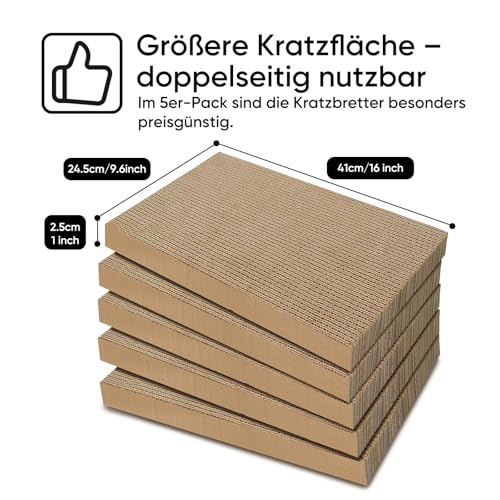 Cat Scratcher, 5 Packs in 1 Cardboard Box Cat Scratching Pad for Indoor Cats and Kitten, Cat Scratch Pad to Protect Furniture, Large Size
