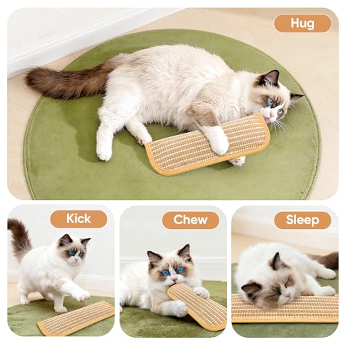 Sisal Catnip Pillow Toy Kickers, 2 Pack Interactive Catnip Toys with Organic 8000mg Herbal Blend for Indoor Scratching, Chewing & Teething, Fun for Kittens and Adult Cats