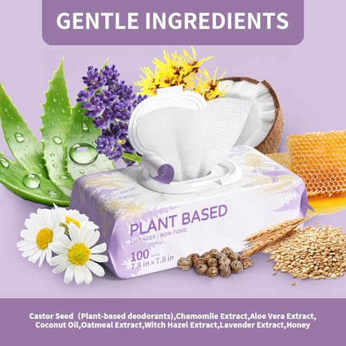IMMHABI 400 Count Lick-Safe Dog Wipes, Lavender Plant-Based Hypoallergenic Dog Wipes for Paws, Butt, and Anal Gland Care, Cleansing & Deodorizing for Puppies