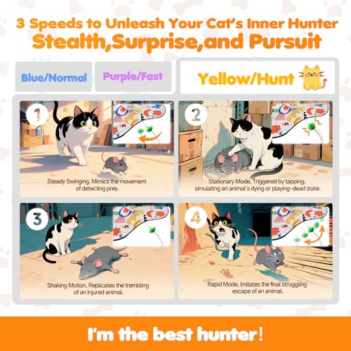 Interactive Cat Toys for Indoor Cats–Rechargeable Automatic Hide and Seek Kittens Toy with Moving Wand Feathers,Fluttering Butterfly,Real Mouse Squeaky,Motion Activated for Exercise & Bored Adult Cats