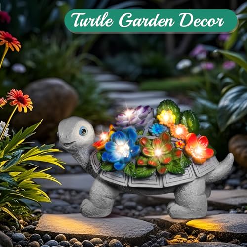 Linkax Mothers Day Gifts for Mom Grandma Wife Sister Nana from Daughter Son Husband, Birthday Gifts for Women Turtle Statues Solar Garden Decor for Outside Yard Outdoor Home Patio Decor
