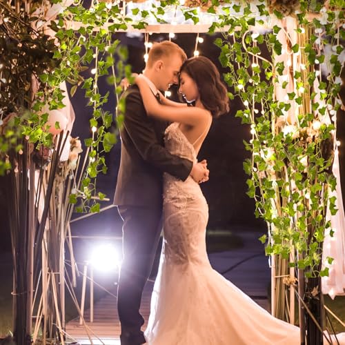 Fake Plants Vines,33ft 100 LED Artificial Ivy Garland with Fairy Lights,for Home Living Room Bedroom wall Art Aesthetic Office Coffee Wedding Party Farmhouse Dorm Outdoor Garden Decor