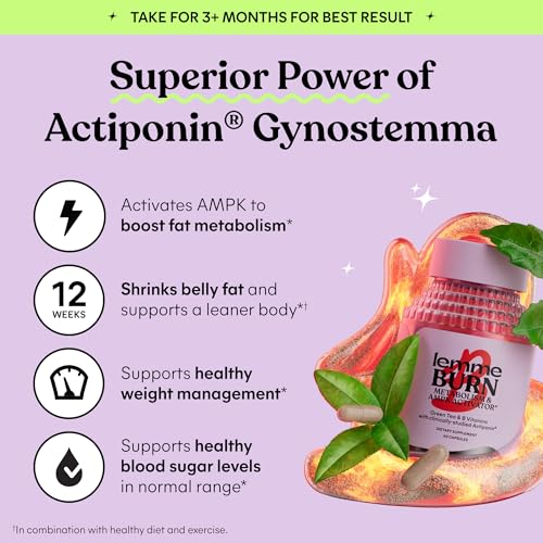 Lemme Burn - Metabolism, Belly Fat Burning + AMPK Activating Supplement for Men & Women w/Clinically Studied Actiponin Gynostemma, Green Tea Extract, Vitamins B6 & B12 - Gluten Free, 60 Count
