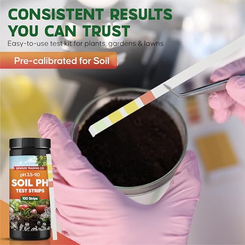 Soil pH Paper Test Kit – 100 Tester Strips (3.5-9 Range) – Use for Testing Garden Home Lawn Grass Vegetable Gardening Dirt Yard Compost Outdoor and Indoor Plants